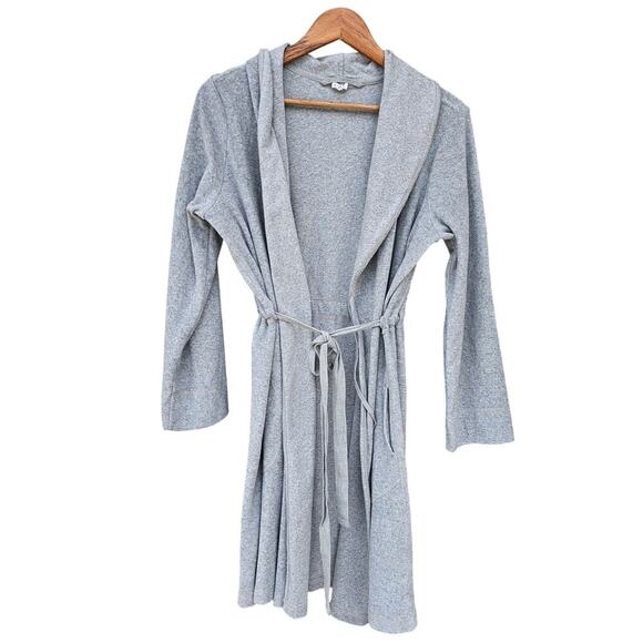Skin Micro French Terry Robe Heather Grey Size S - Picture 3 of 7